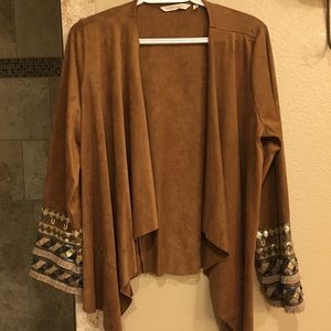 Faux suede cardigan with sequins